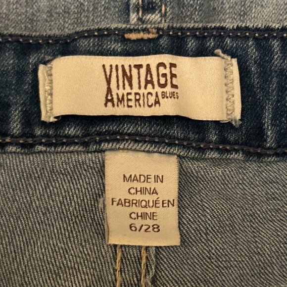 Vintage America SZ 6 Embroidered Blue Jean Denim Wonderland Skirt Boho Western - Picture 11 of 14